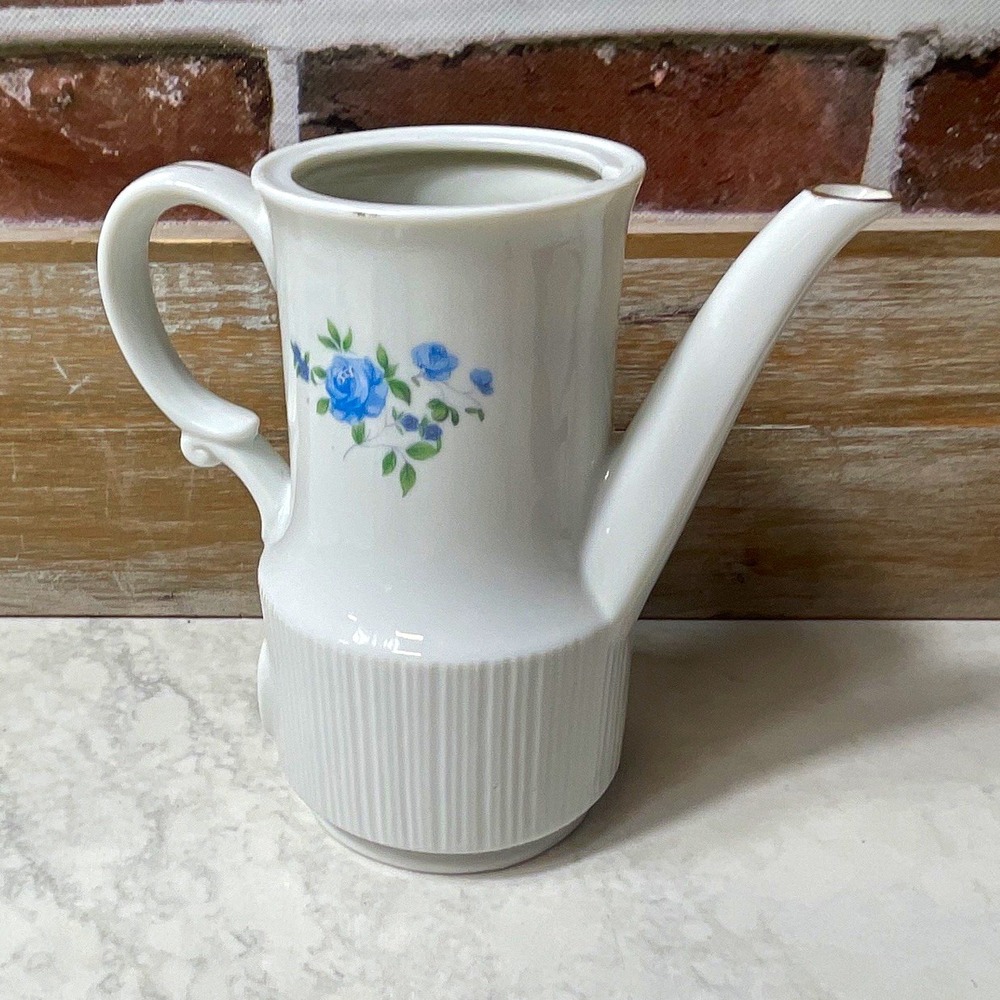 Vintage Ceramic Electric Coffee Maker/Percolator White Blue Green Floral 8"